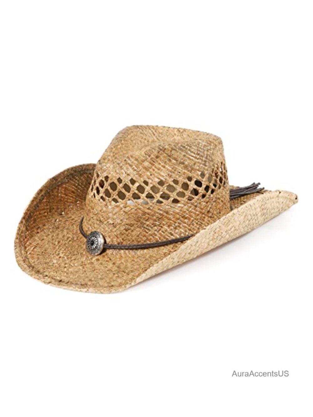 Straw Cowboy Hat Raffia Western Rancher Hat Shapable Brim Sun Protection
